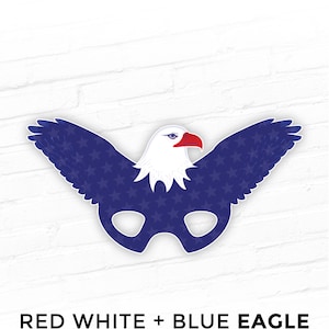 Patriotic 4th of July Red White & Blue Bald Eagle Mask Printable America Mask Bald Eagle Bird Mask Halloween Party Printable Photo Booth USA