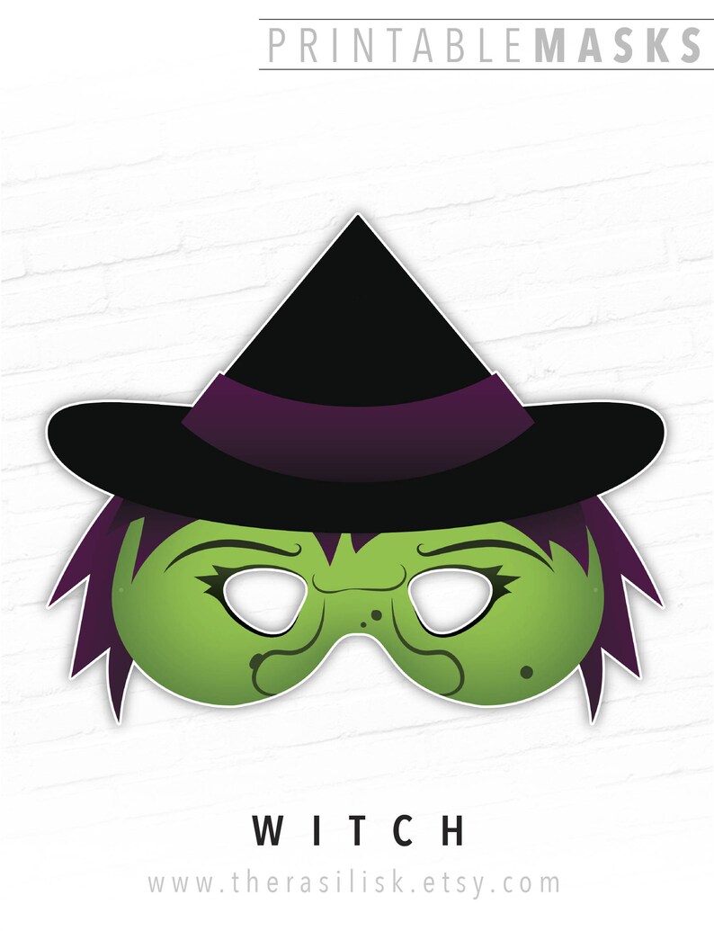 Witch Printable Halloween Face Mask DIY Costume Witch Wicked Witch ...