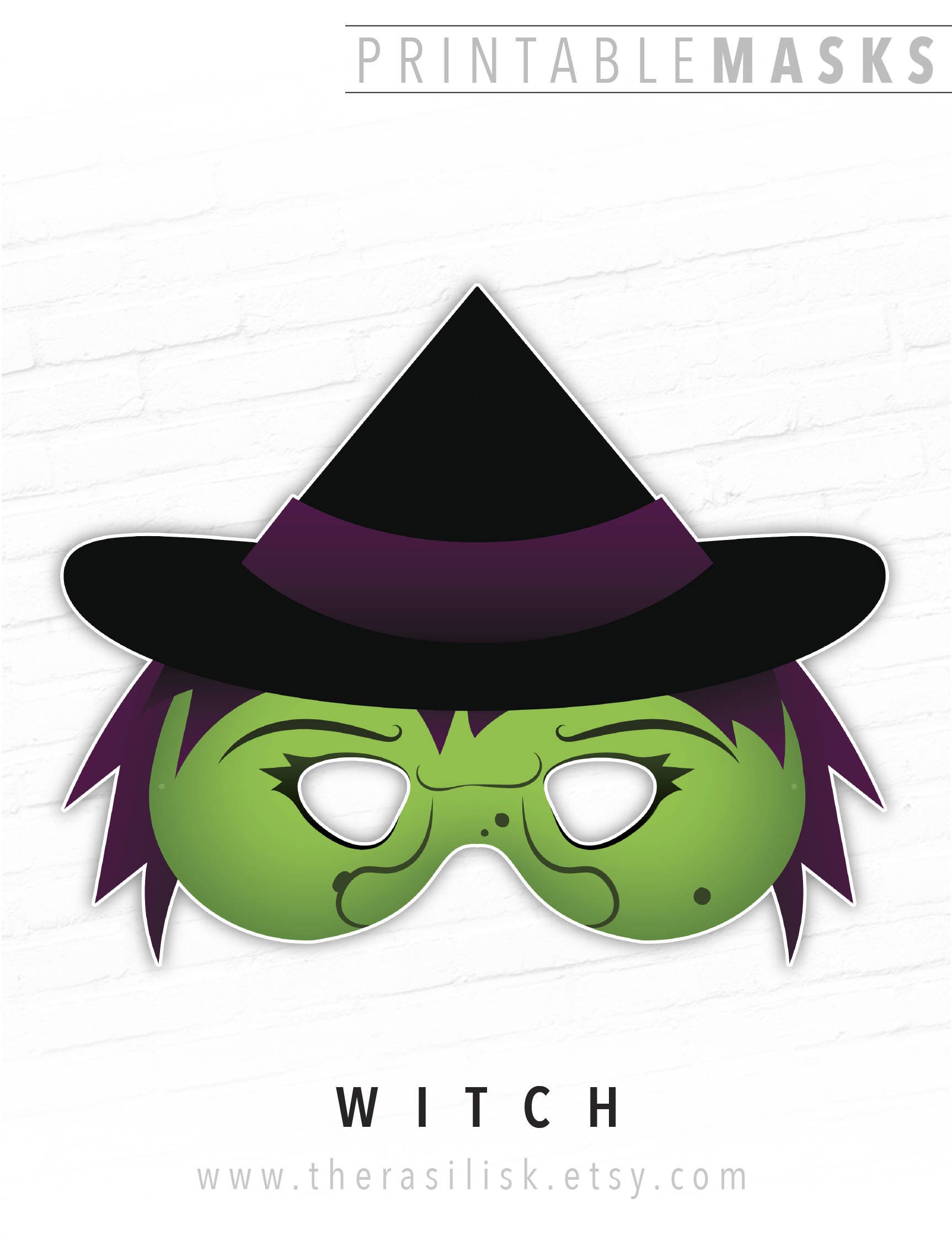 Witch Printable Halloween Face Mask DIY Costume Download Now Etsy