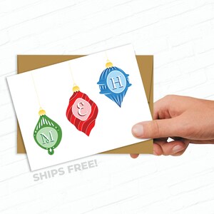 Meh Ornaments Anti Christmas Holiday Card Retro Baubles Tree Decorations Greeting Cards Sarcastic Alternative Funny Humorous Winter Negative