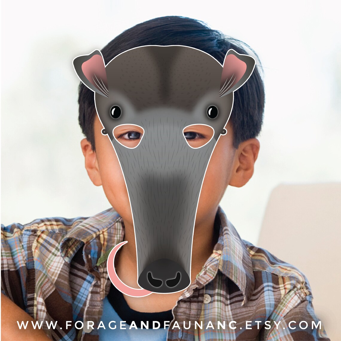 Anteater Aardvark Printable Animal Mask Halloween Birthday - Etsy