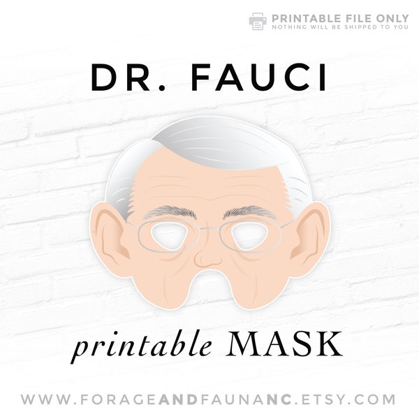 Dr Fauci Costume Doctor Anthony Fauci NIH CDC Scientist Old Man with Glasses Printable Halloween Mask Party Disguise Mask Photo Zoom Prop