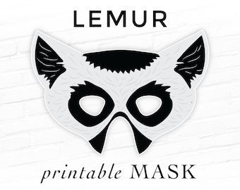 Lemur Printable Mask Halloween Party Madagascar Aye Aye Photo Booth Props Printable Cosplay Ringtail Mammal Birthday Party Game Primate