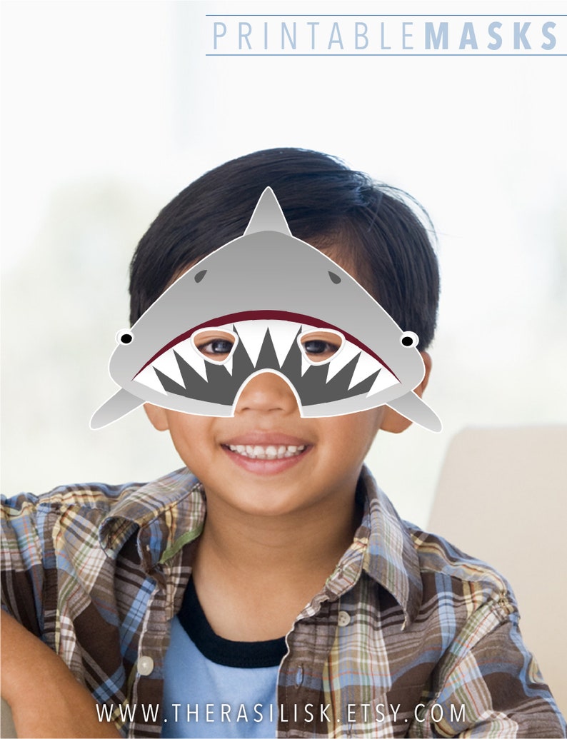 Shark Mask Printable Mask Great White Shark Party Mask - Etsy