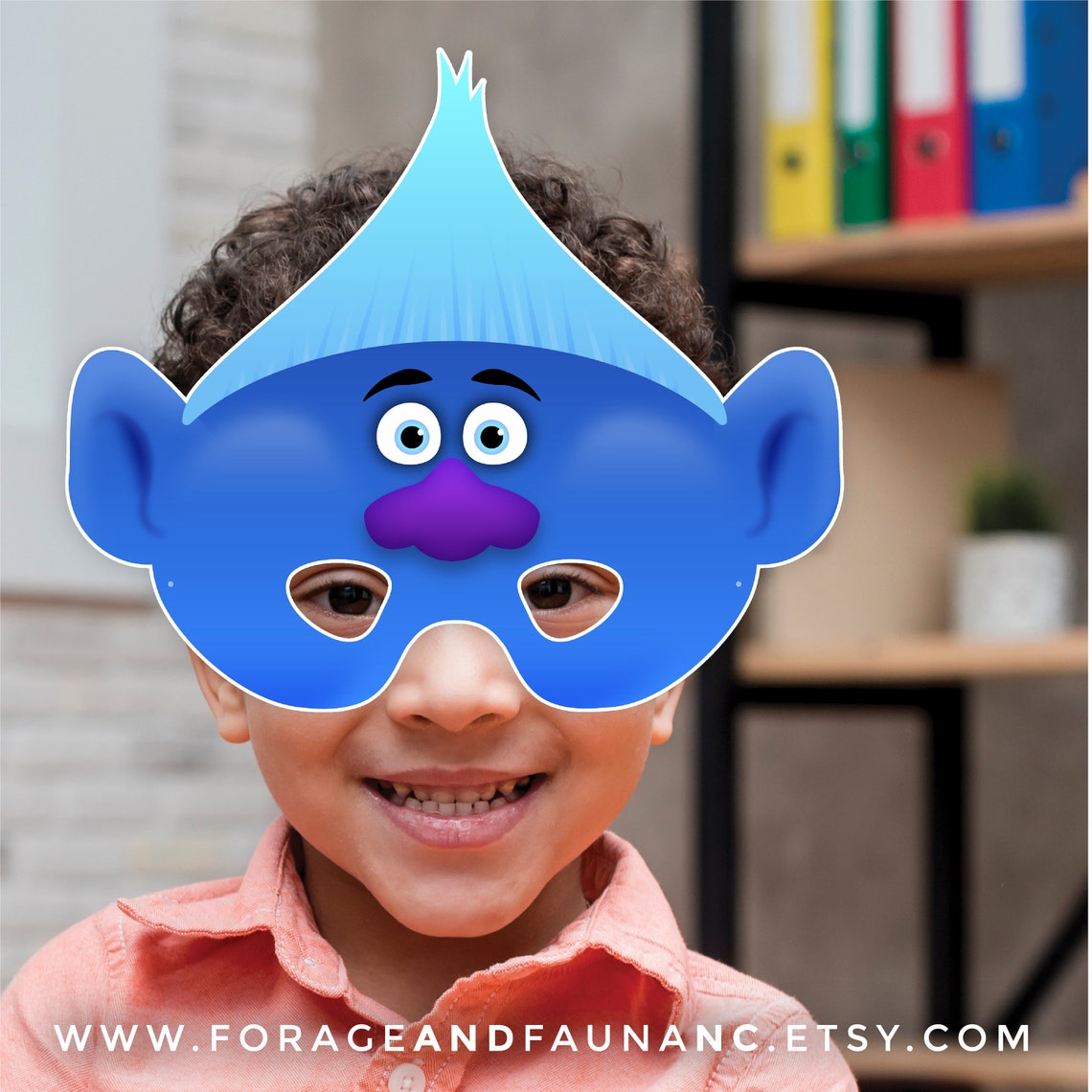 Blue Troll Costume Halloween Face Mask Printable for Kids Etsy