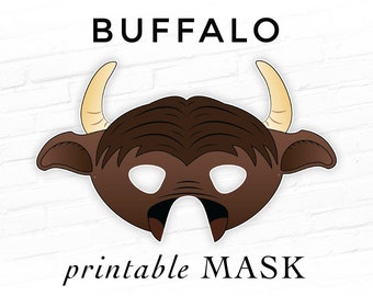 Buffalo Printable Mask Bison Mask Printable Animal Mask Halloween Party Mask For Kids Photo Booth Prop Mascot Mask Home School Kindergarten