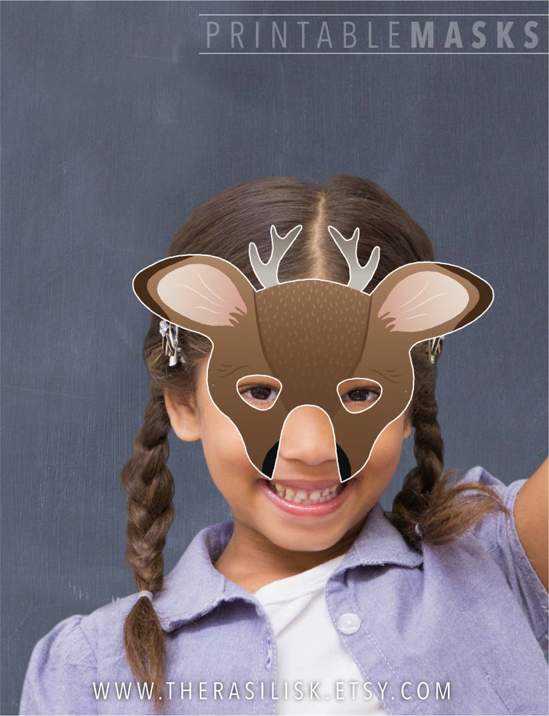 Printable Reindeer Mask Stag Mask Masquerade Rudolph Mask | Etsy