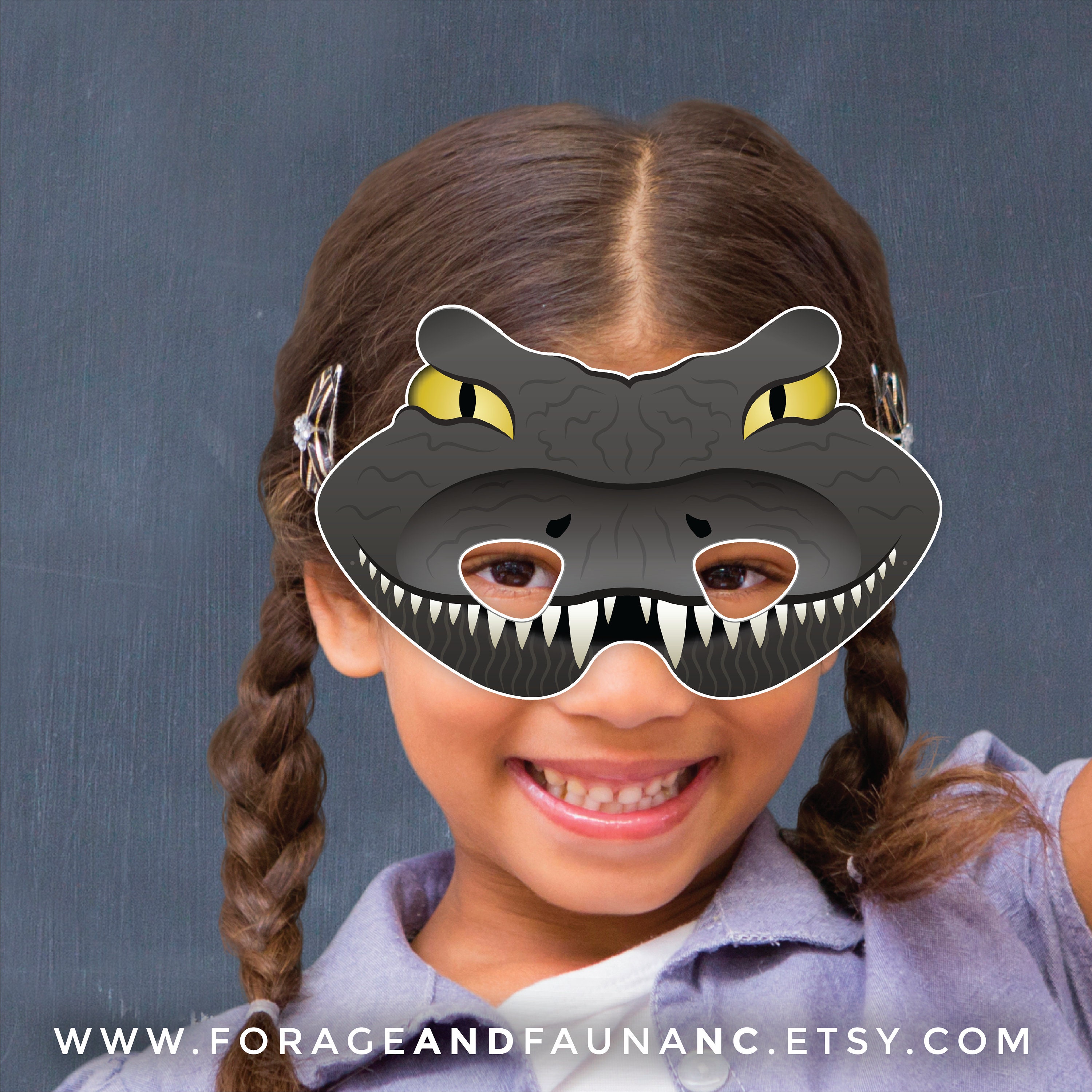 Alligator Printable Animal Mask Reptile Dinosaur Birthday Halloween ...