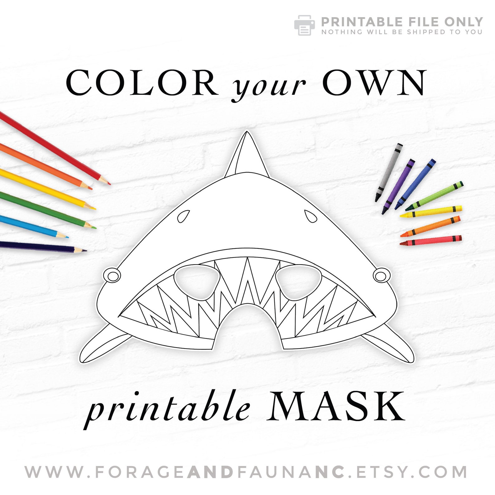 Coloring Book Activity Shark Mask Printable Great White Shark Coloring Mask Halloween Mask ...