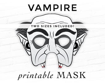 Maschera da vampiro stampabile, conte Orlok Nosferatu Dracula Halloween Horror Cosplay Spaventoso Petyr Goth Terrore Ombre spettrali Photo Booth