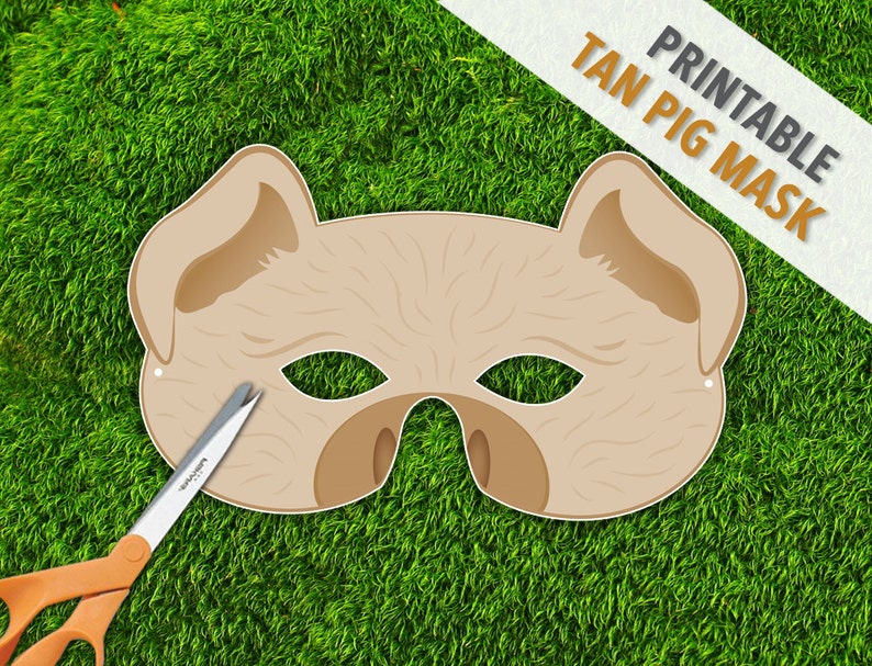 Tan Pig Mask Printable Mask Image Booth Prop Halloween Mask graphic about Printable Pig Mask named Tan Pig Mask Printable Mask Picture Booth Prop Halloween Mask