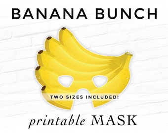Bananas Printable Party Mask Tropical Fruit Halloween Play Costume Photo Booth Props Masquerade Kids Childrens Cosplay Plantain