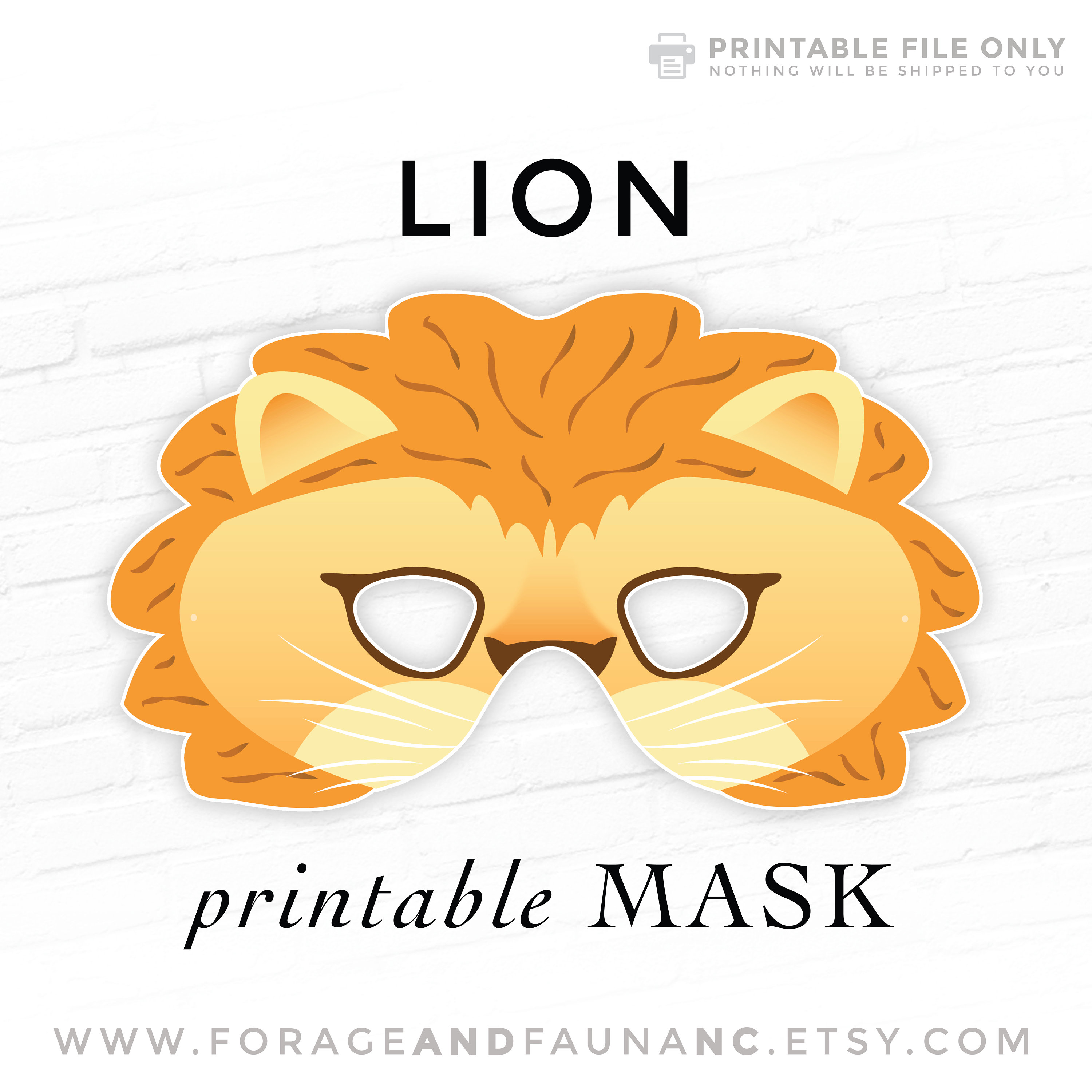 Lion Printable Mask Animal Masks for Kids Party Printable Coloring