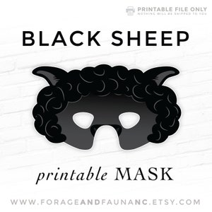 Black Sheep Printable Mask Living Nativity Easter Printable Lamb Black Sheep Suffolk Romanov Halloween Costume Barnyard Party Farm Animal