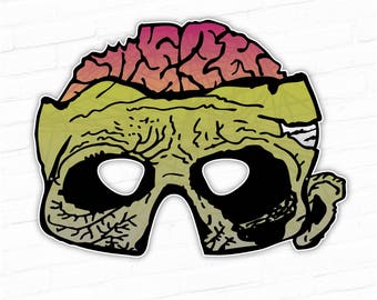 Halloween Mask, Zombie Printable Mask, Walking Corpse, Walker, Ghoul, Undead, Party Mask, Paper Mask, Dead Guy, Lame Brain, Birthday Party