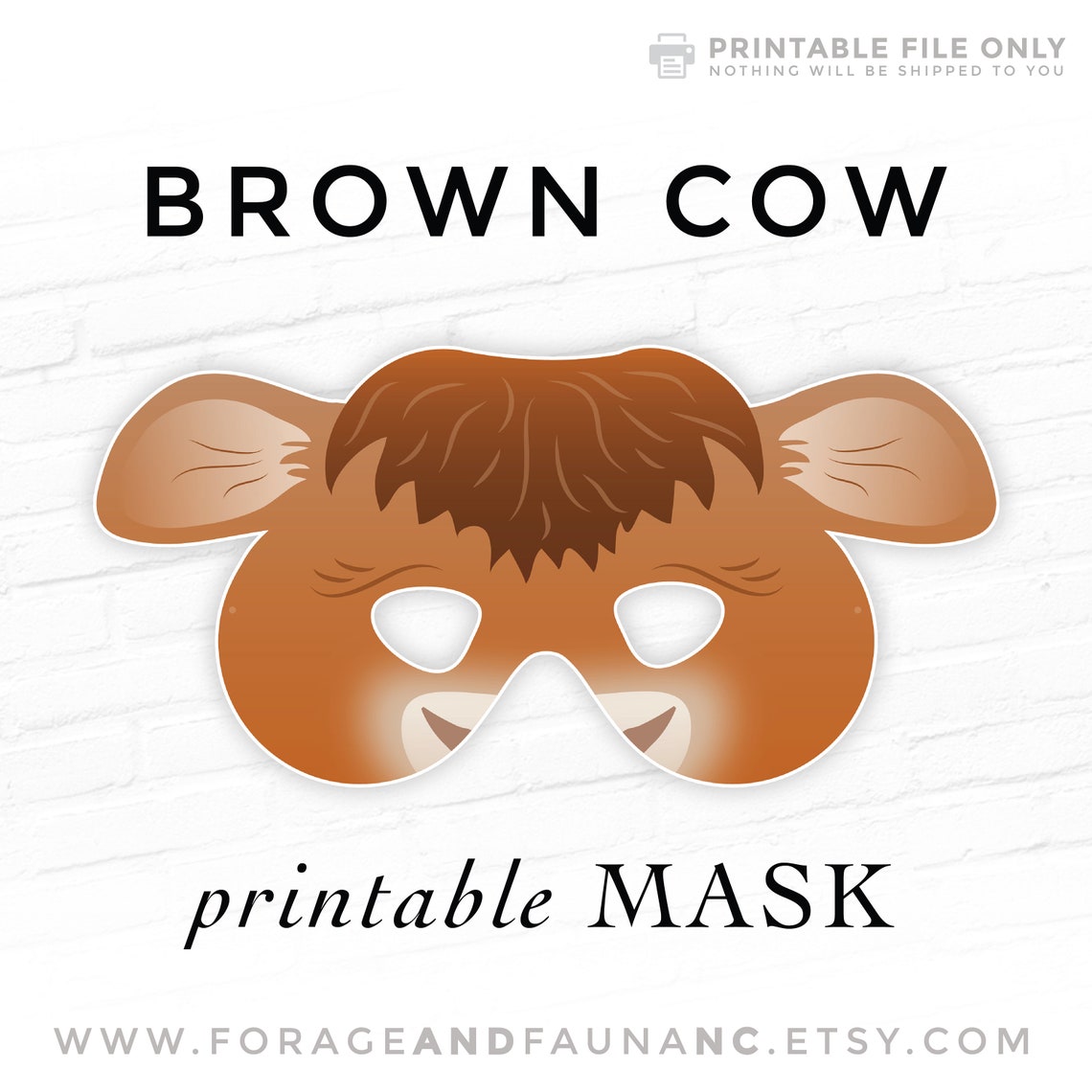 Brown Cow Printable Costume Face Mask Printable Nativity Mask Farm ...