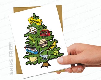 Pittsburgh Christmas Card Yinzer Christmas Tree Chipped Chopped Ham Burgh Holiday Cards Pickle Pierogi Mr Yuk Smiley Cookie Clipper Trolley