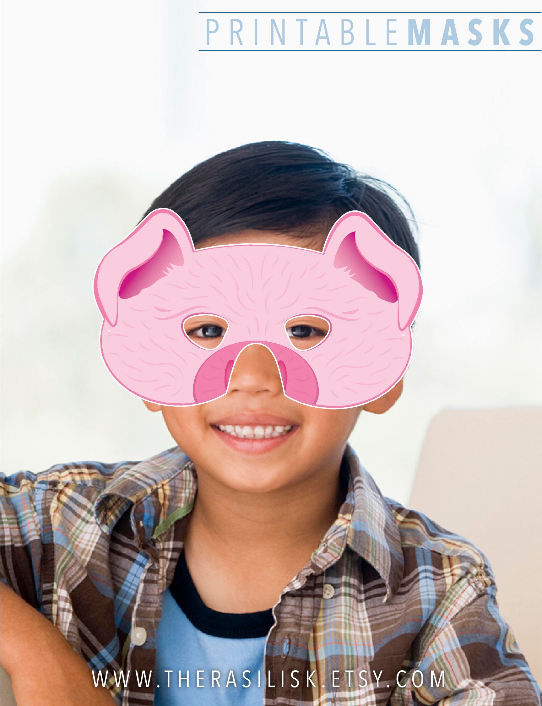 Pink Pig Mask Pig Mask Printable Mask Animal Mask | Etsy
