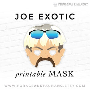 Joe Exotic Tiger King Printable Halloween Costume Mask Paper Party Disguise Mask Florida Man Red Neck White Trash Guy Mask Photo Booth Prop