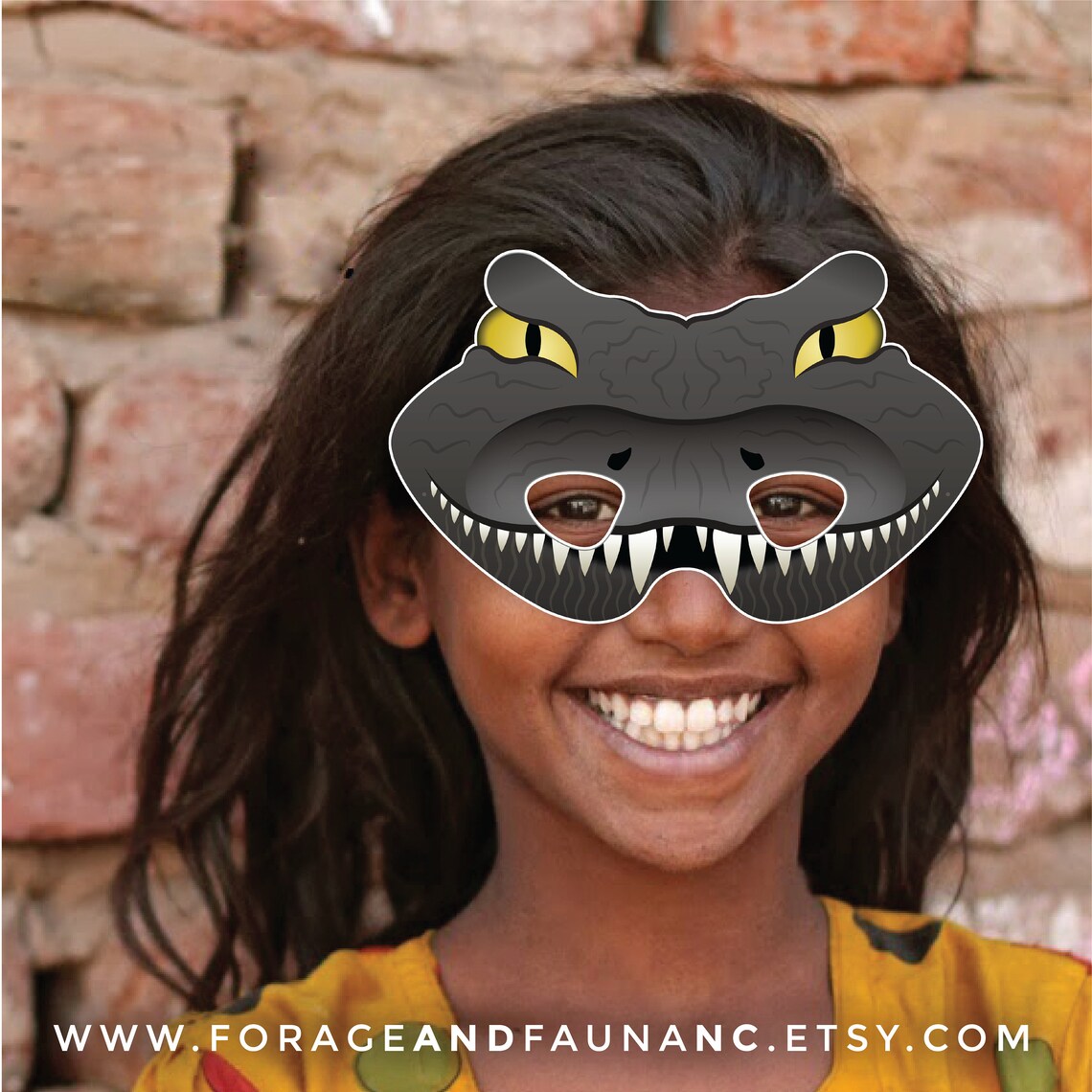 Alligator Printable Animal Mask Reptile Dinosaur Birthday Halloween ...