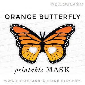 orange butterfly printable Halloween paper costume mask DIY children’s costumes theater school church kindergarten Monarch butterflies masquerade