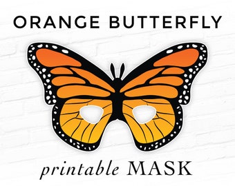 Orange Butterfly Printable Mask Costume Cosplay Butterfly Insect Bug Halloween Moth Salmon Lepidoptera Photo Booth Props Theater Child Party