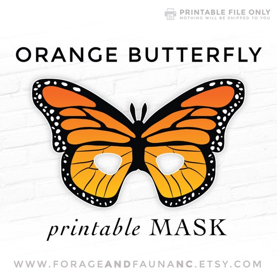 Orange Butterfly Printable Mask Costume Cosplay Butterfly Insect Bug Halloween Moth Salmon Lepidoptera Photo Booth Props Theater Child Party