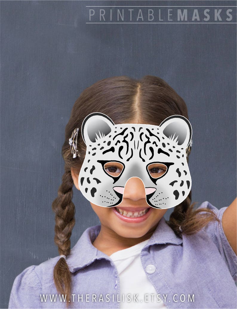 Printable Snow Leopard Mask White Leopard Mask Printable | Etsy