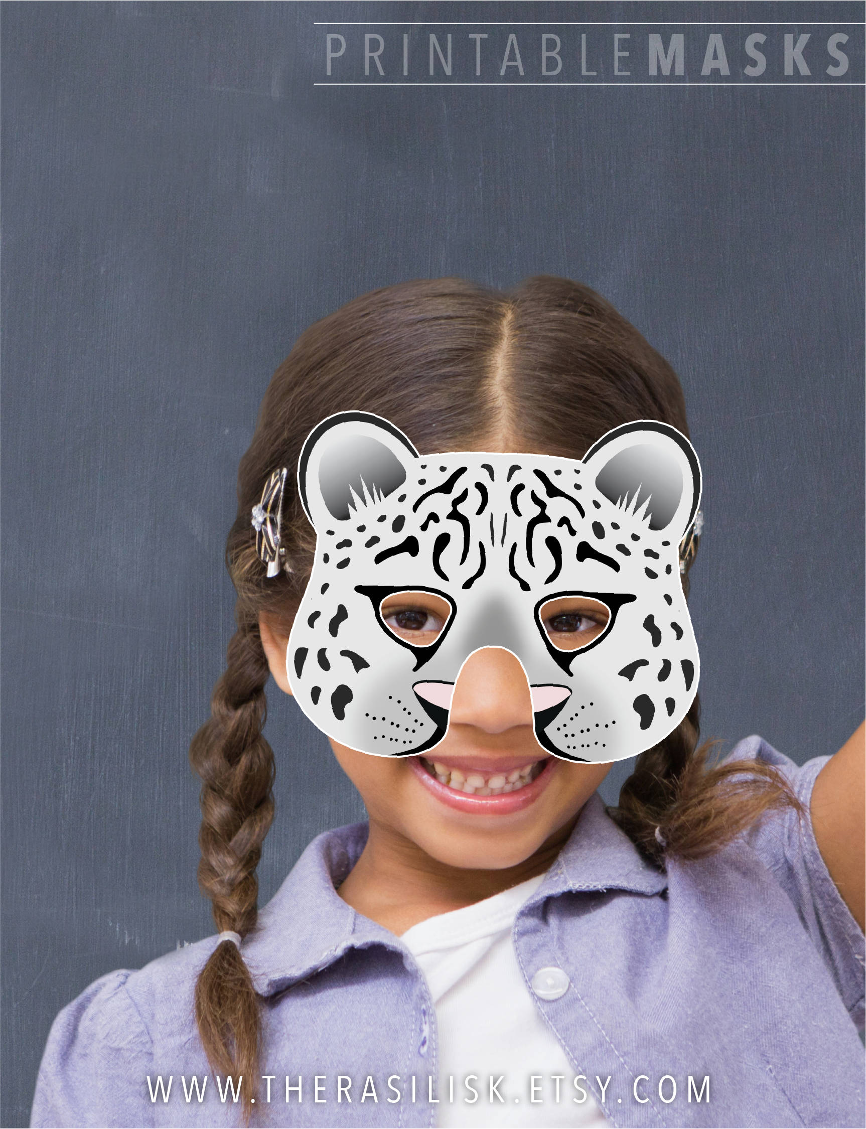 Printable Snow Leopard Mask White Leopard Mask Printable | Etsy