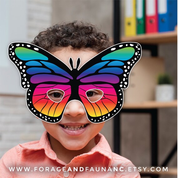 rainbow butterfly printable mask colorful moth mask bug insect etsy