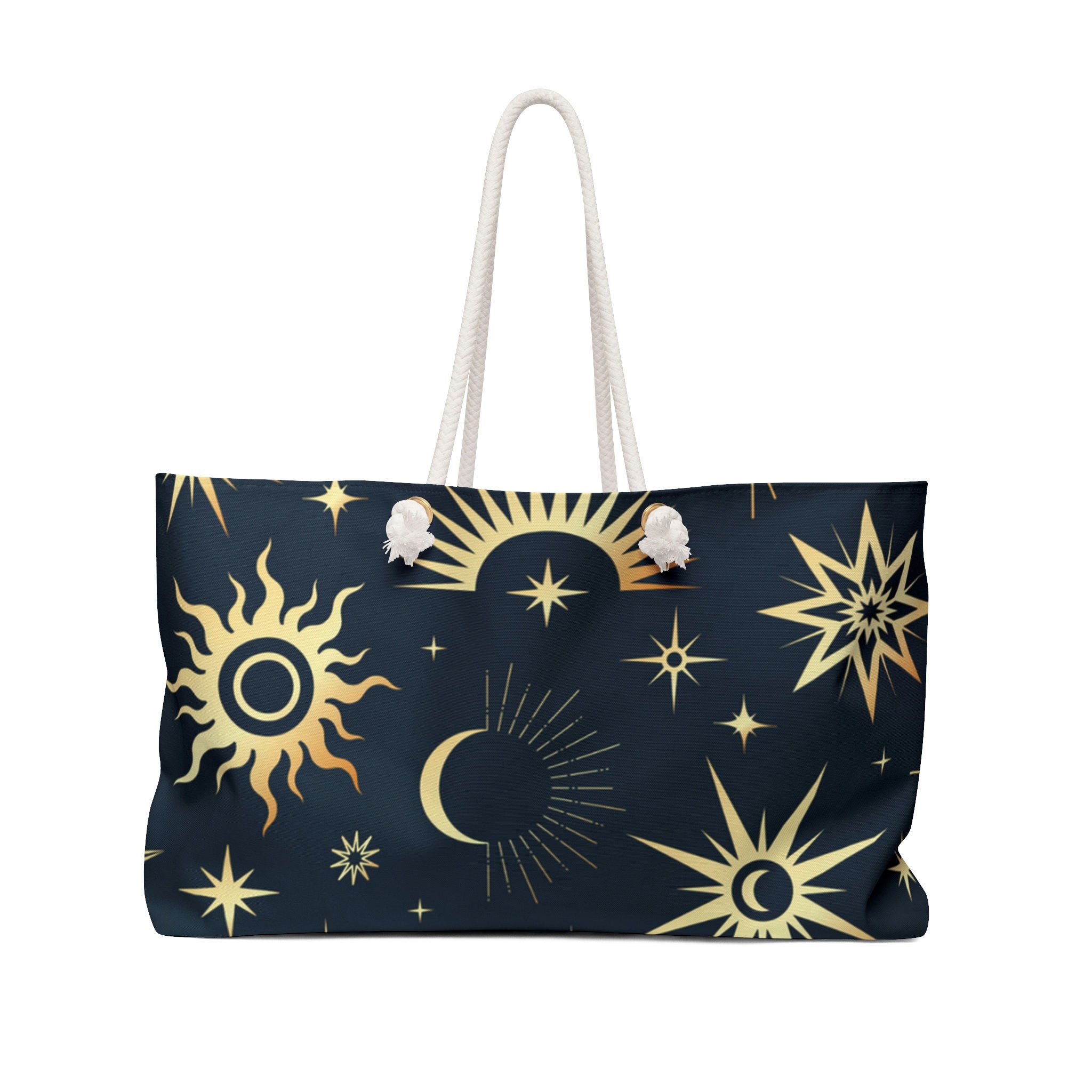 Weekender Bag Celestial Sun Themed, Large Tote Bag 24 X 13, Gift for Friend  Mom, Beach Bag, Overnight Travel Bag, Book or School Bag 