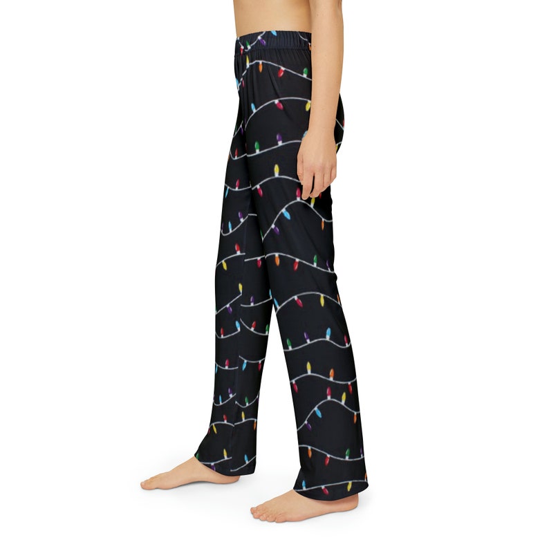 Kids Christmas Lights Pj Pants, Festive Pajama Pants, Holiday Novelty Lounge Pants, Xmas Family