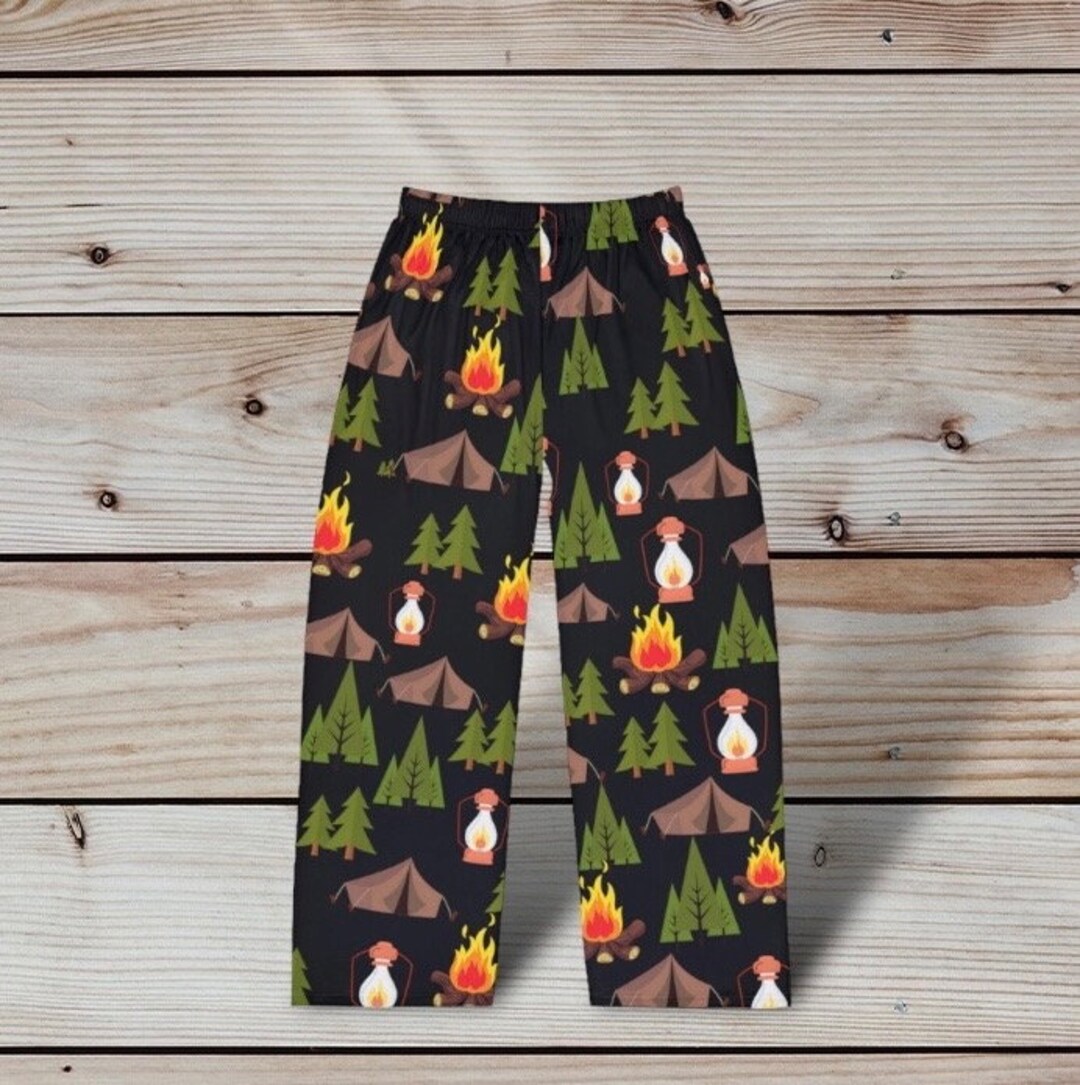 Men's Pajama Pants Camping Theme, Camper Pj Pants, Summer Vacation