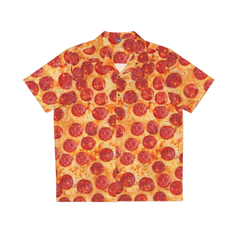 Mens Hawaiian Shirt Pepperoni Pizza, Mens Funny Button Down Shirt