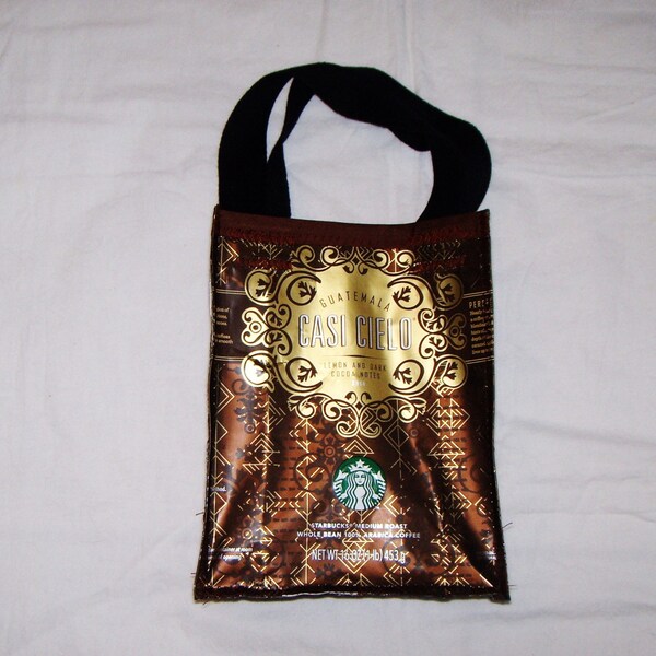 Fun Eco Friendly Purse made with Recycled Starbucks Coffee bags upcycled repurposed