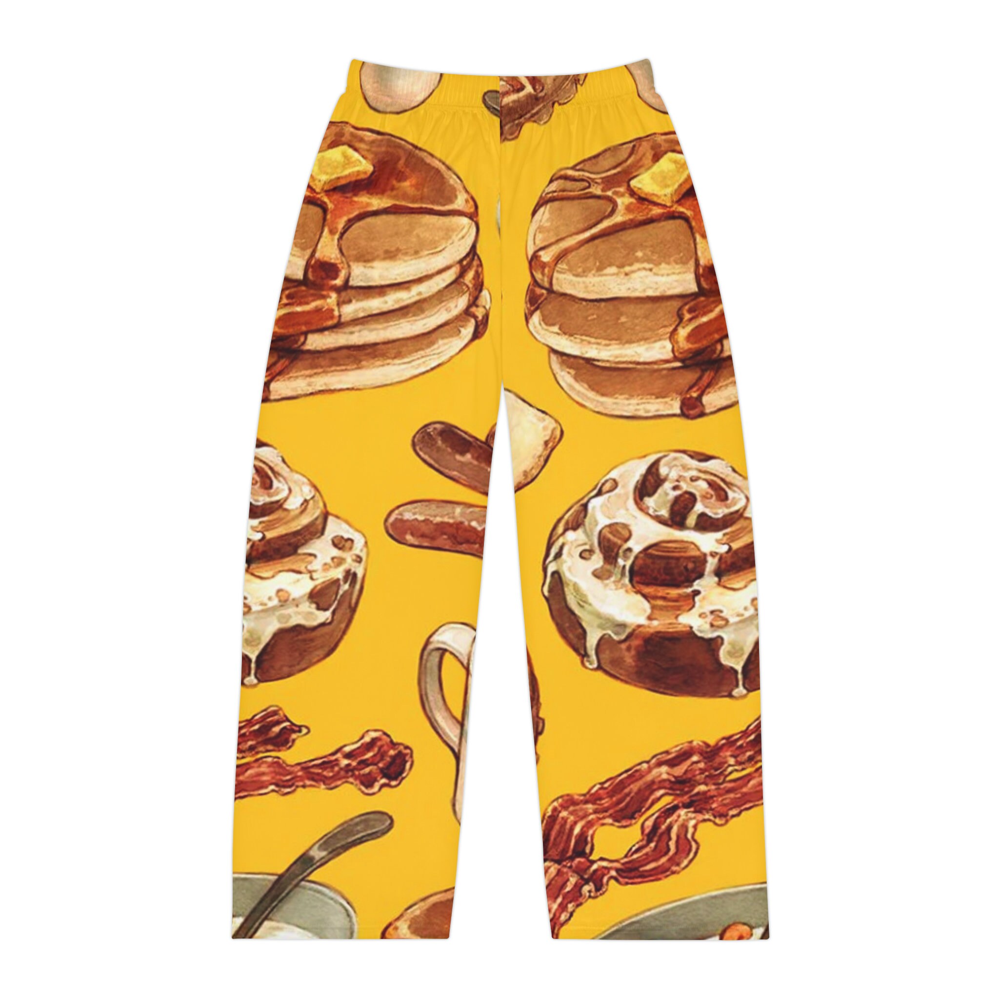 Men's Breakfast Themed Pajama Pants, Food Pj Pants, Novelty Lounge
