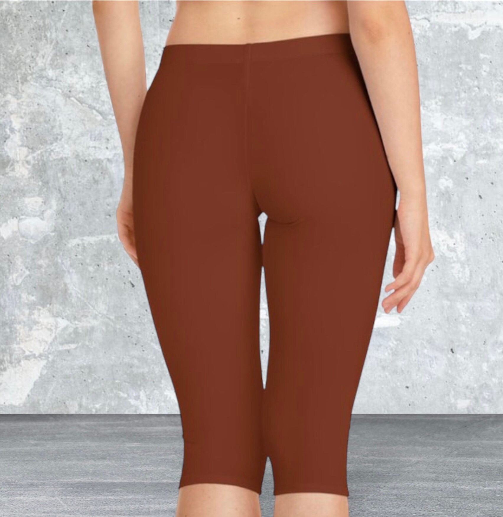 Women's Capri Leggings Knee Length Burnt Orange Rust Color