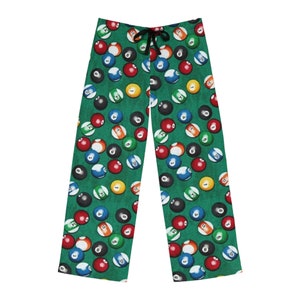 Men's Pajama Pants pool balls, billiards, pj bottoms, funny pool player gift, novelty pjs, mens lounge pants, gift for him image 3