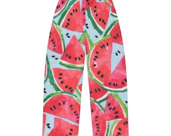 Watermelon ladies pj pants, gift for her, womens summer melon pajama bottoms, sleepwear, loungewear, sleep apparel