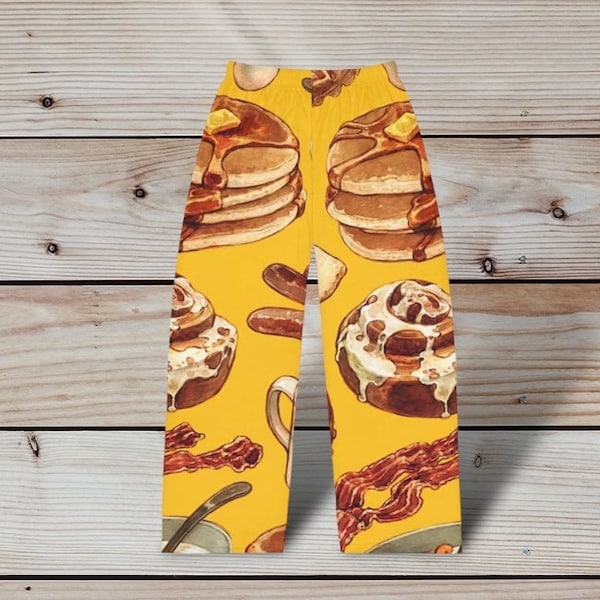 Men's breakfast themed Pajama Pants, food pj pants, novelty lounge pants men, funny gift for dad, men humorous pj bottom