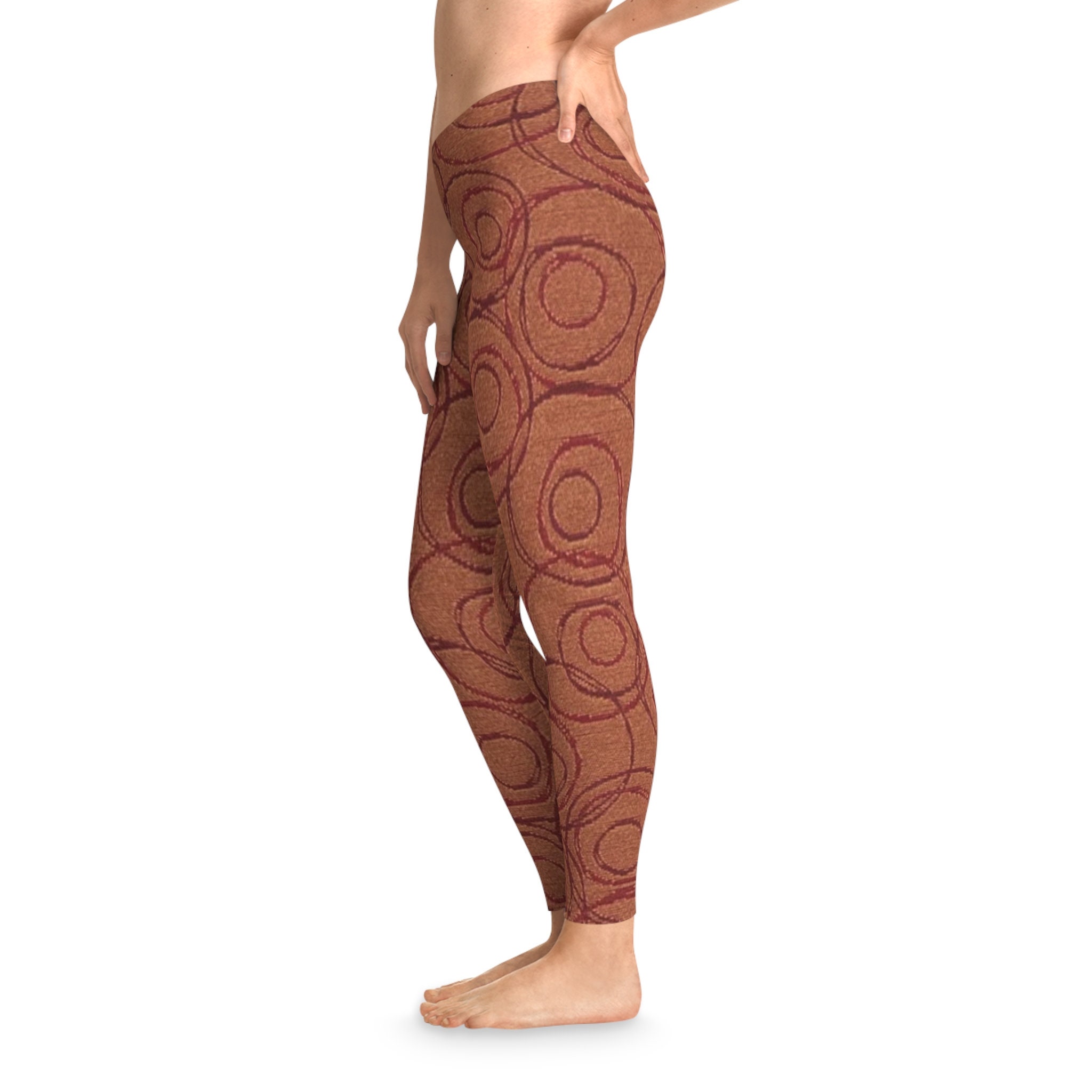 Soft Stretchy Leggings With Circle Design, Yoga Pants, Womens