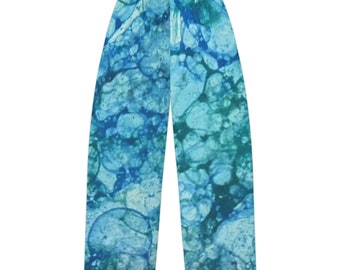 Blue bubbles pj pants, women ladies pj pants, pretty blue lounge pants, ladies pajama bottoms, bubble print, sleep apparel