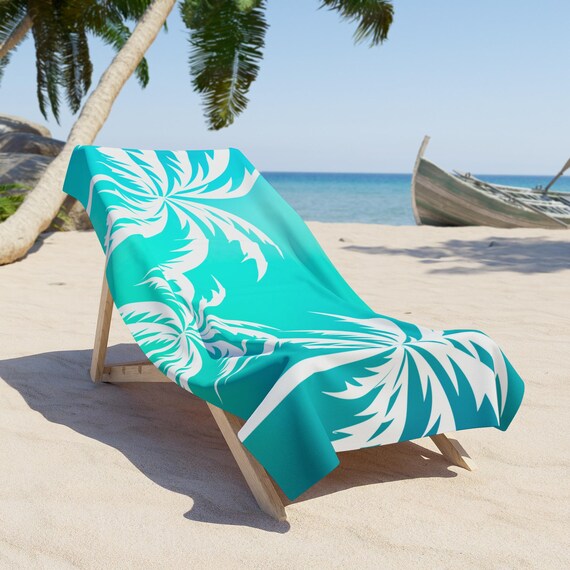 Palm Tree Beach Towel Tropical Blue Beach Towel 2 Sizes Pool or Beach Accessories Vacation Gear Thick Beach Towels Etsy Ireland