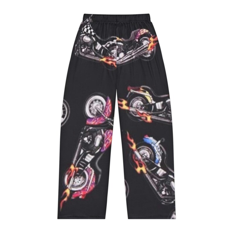 Ladies Motorcycle Print Pj Bottoms, Biker Girl Print Pajama Pants, Women's Novelty Bikes Pattern