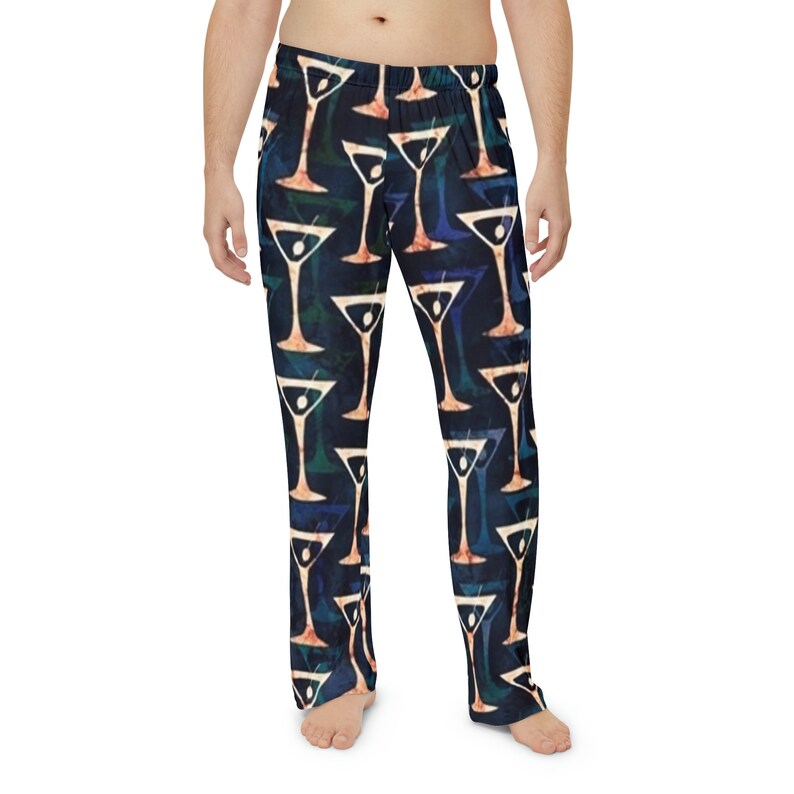 Men's Pajama Pants Martini Glasses, Cocktail Pj Pants, Novelty Lounge