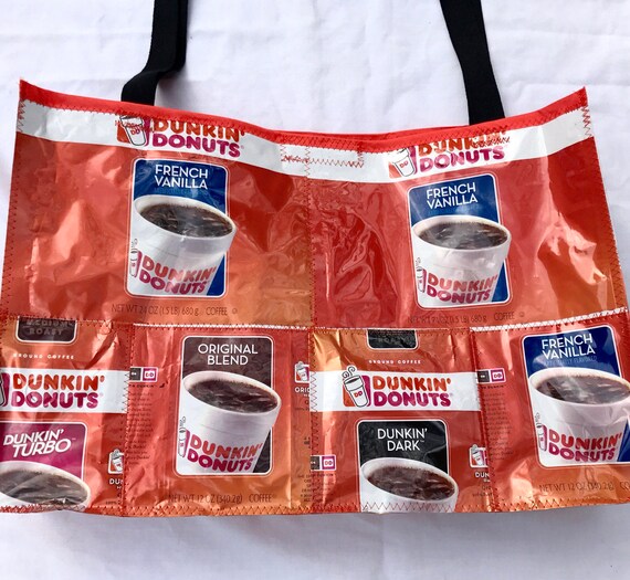 Coffee Bag Tote Recycled Coffee Bag Holiday Gift Dunkin Donuts Bag Upcycled Tote Bag Coffee Gift Idea Large Tote Bag
