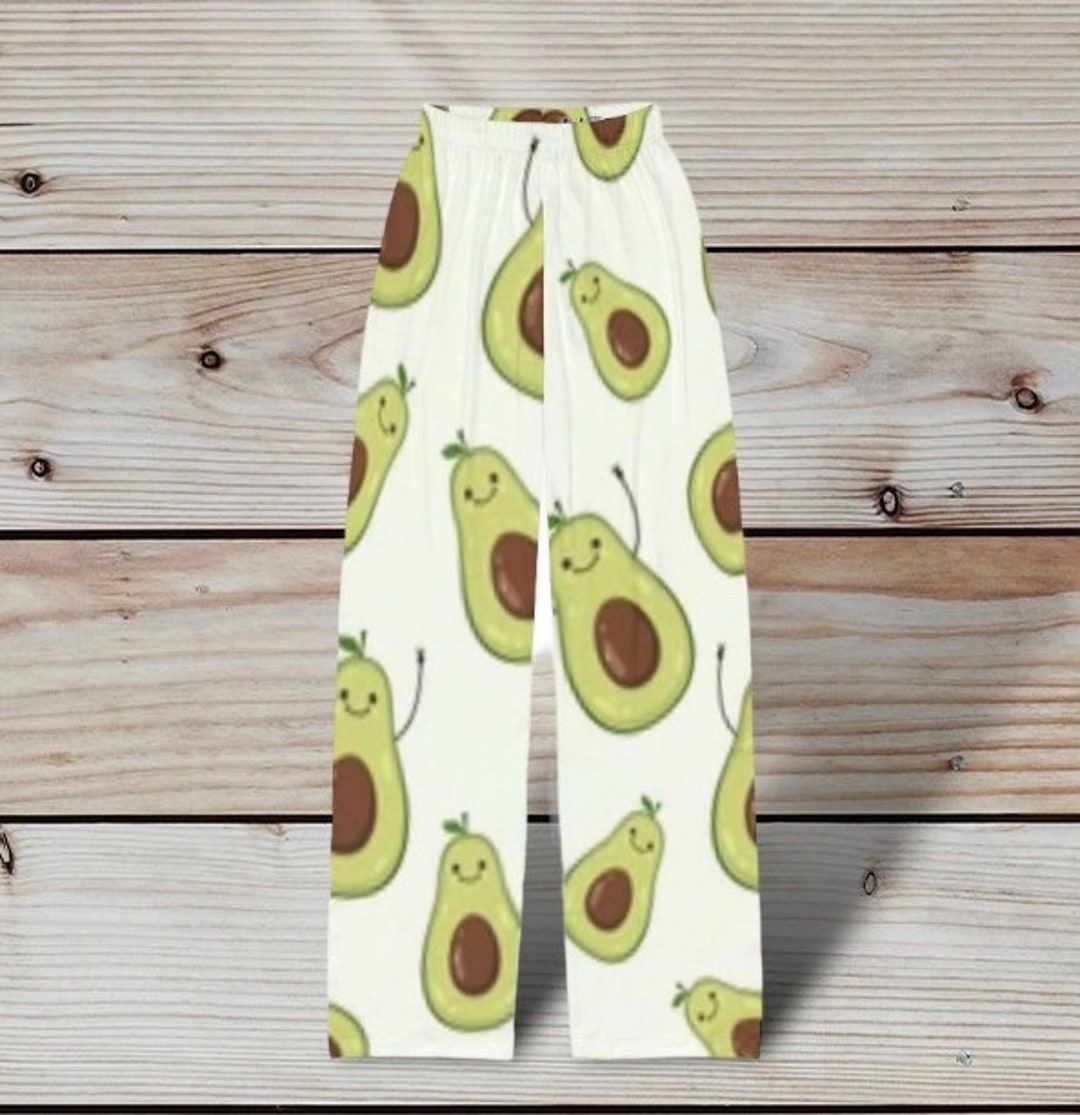 Kids Funky Avocado Themed Pajama Pants, Avocado Lounge Pants for Boy or