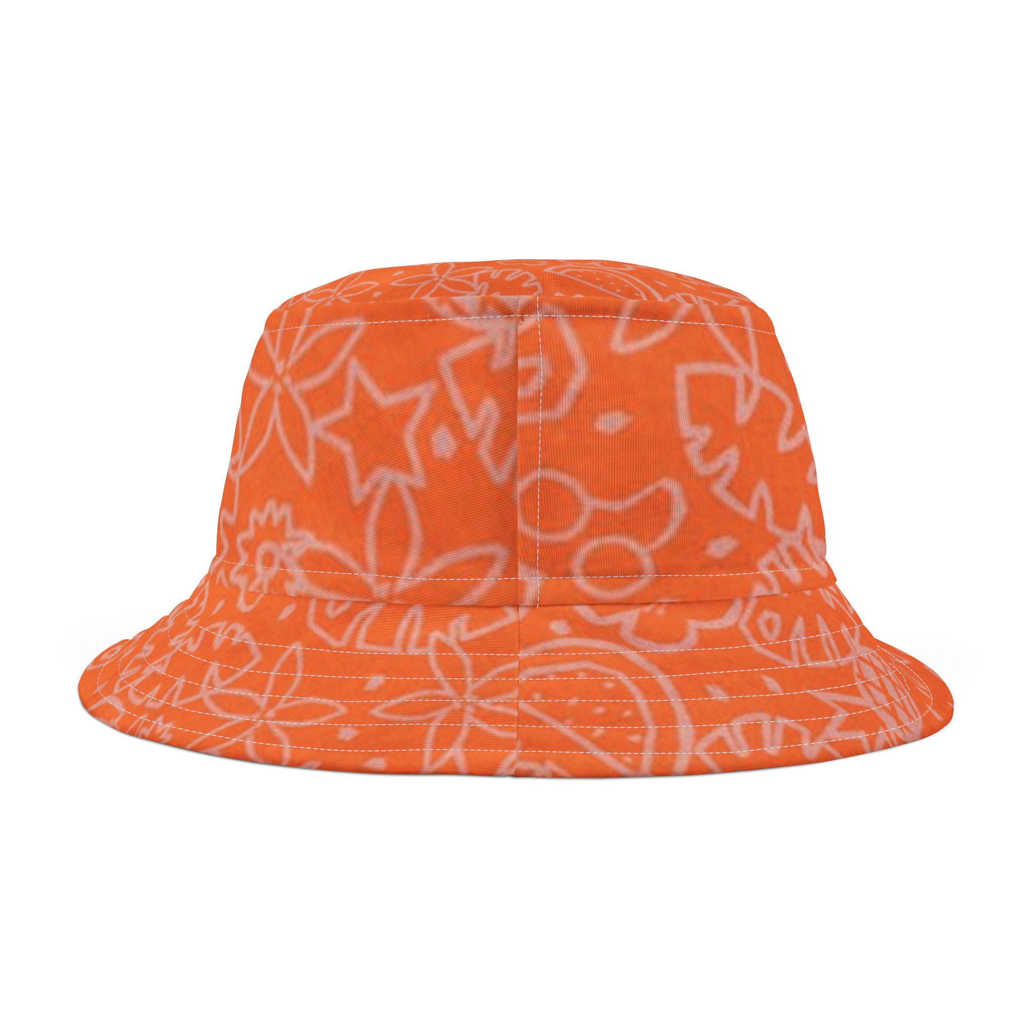 Unisex Big Logo Applique Bucket Hat -  Orange