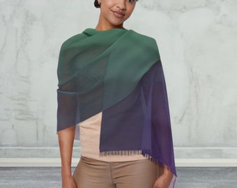 Fashion Scarf, green purple ombre, ladies fashion accessories, scarves, lightweight scarf, dressy or casual wear, womenswear