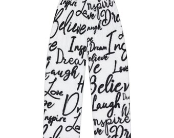 Ladies pajama Pants inspirational words, inspo wording novelty pj bottoms, gift for friend, positive words, women's lounge pants